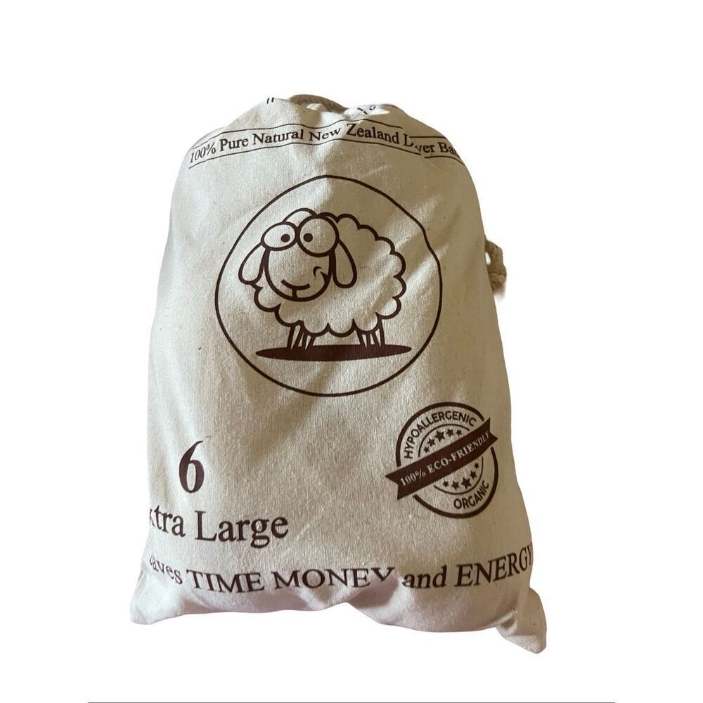 NEW Cottington Lane's Cream Bag Pure Natural New Zealand Dryer Balls 6 Extra Lar